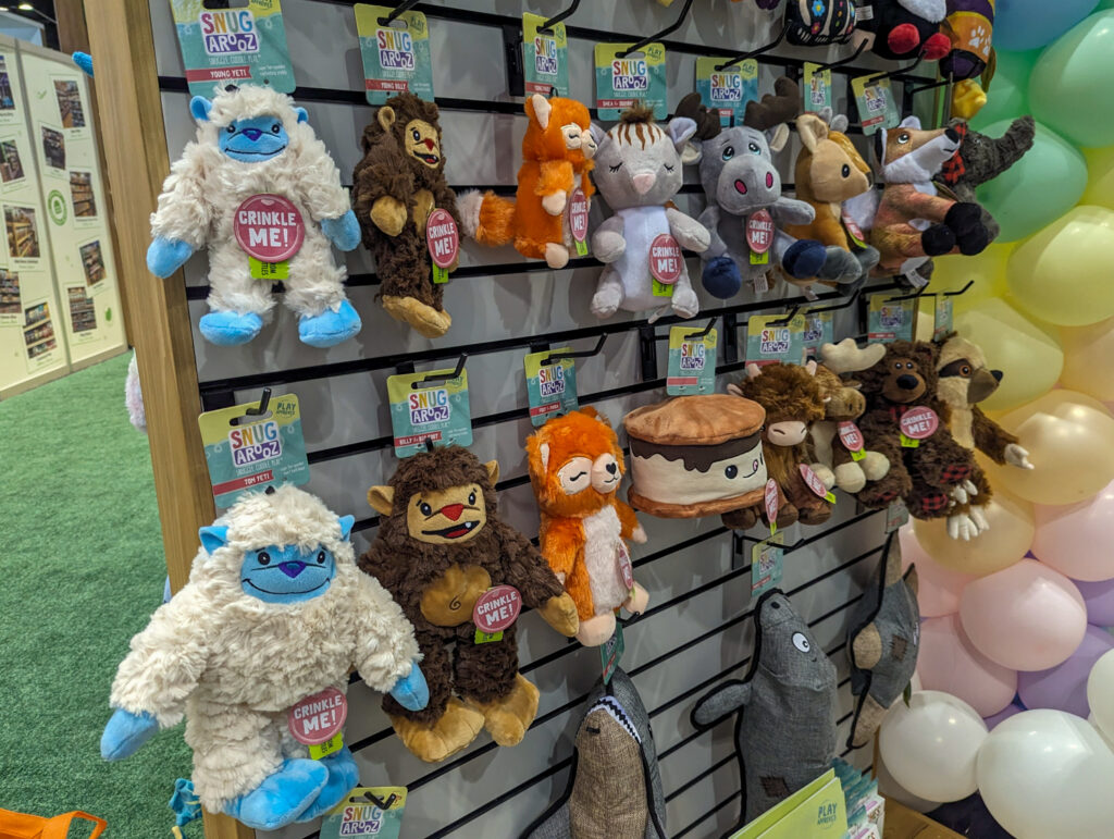 SnugArooz dog toys including two different sizes of yeti toys