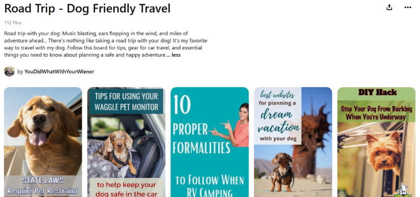 screenshot of the you did what with your wiener pinterest board | Find Your Audience with Pinterest SEO Basics for Pet Content Creators